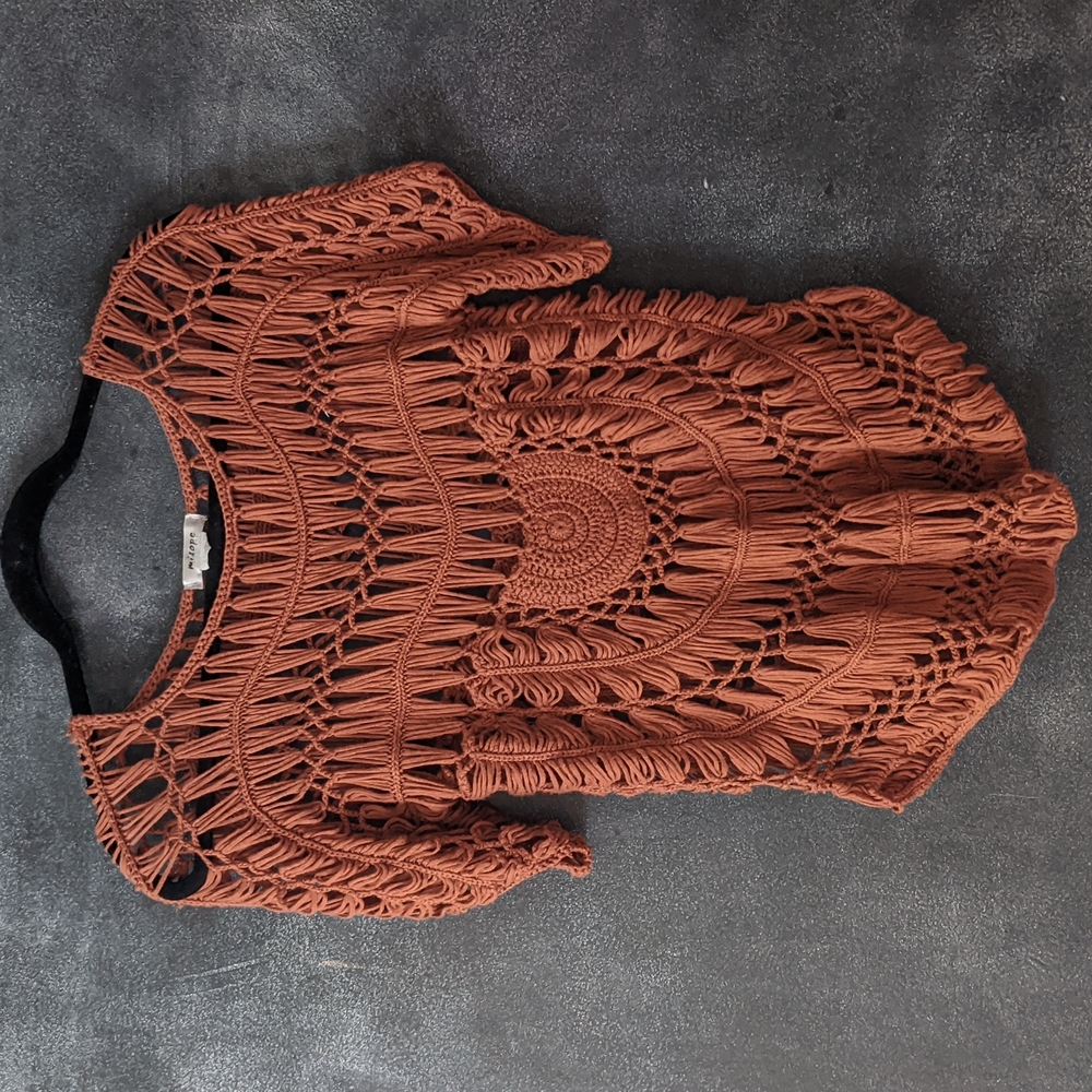 90s Vintage Misope Crochet Short Sleeve Top Size Small